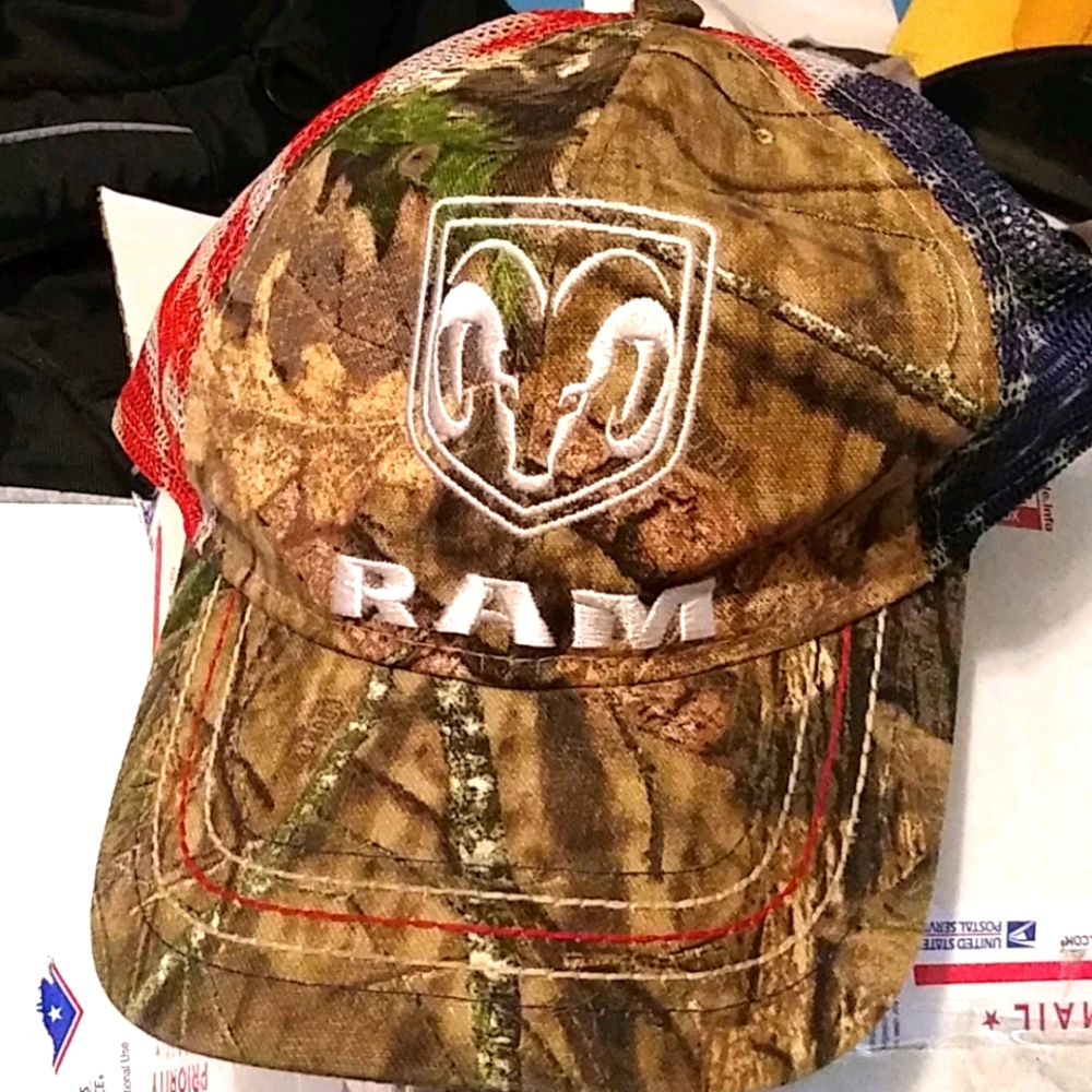 Dodge Ram Camo/USA flag adjustable baseball cap